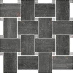Paramount Tile Fossil Piombo 12" x 12" Matte Basket Weave Mosaic