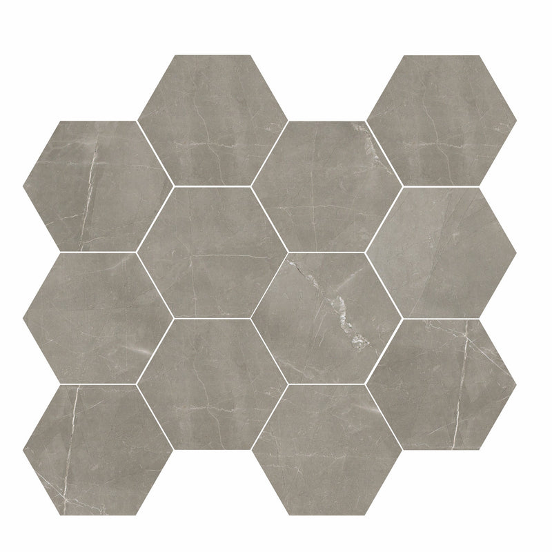 Tile Collection Luxury 3x3 Hexagon Mosaic Tile Amani Grey Rectified