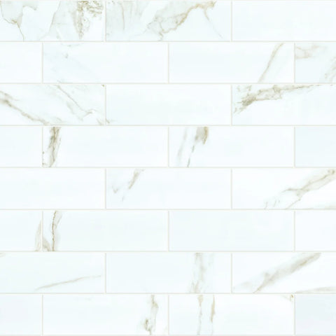 Shaw Tile Casino Calacatta Polish 4x12 Swatch