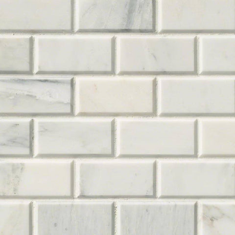 Marble Tile Collection Arabescato Carrara Subway Tile 2"x4" Swatch
