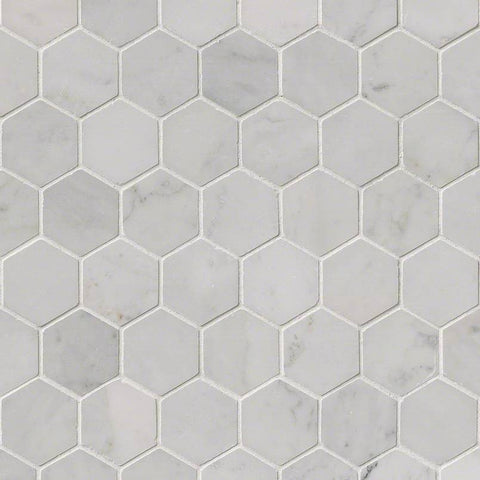 Marble Tile Collection Carrara White 2" Hexagon Swatch