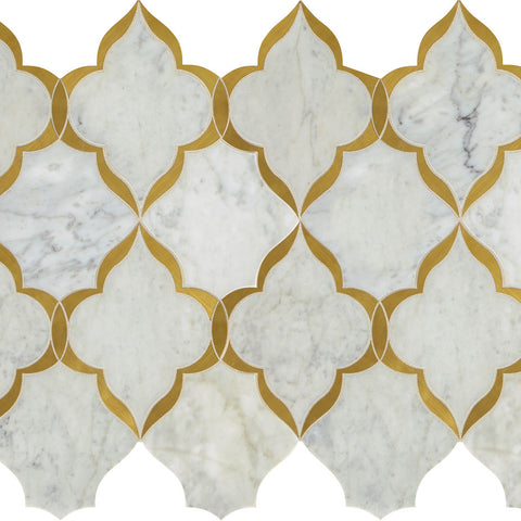 Daltile Lavaliere Mosaic Kapali Carrara White Brass