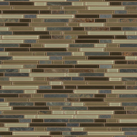 Shaw Tile Awesome Mix Amber Tea Random Linear Mosaic Wall Swatch