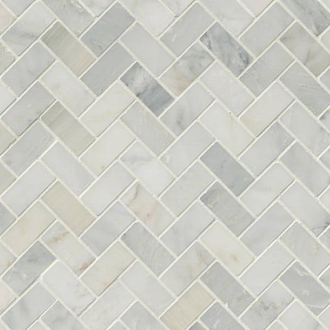Marble Tile Collection Arabescato Carrara Herringbone - Honed Swatch