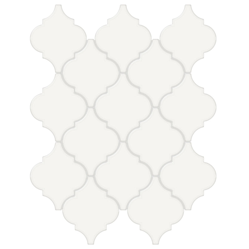 Tile Collection Soho 10x13 Beveled Arabesque Mosaic Tile Canvas White