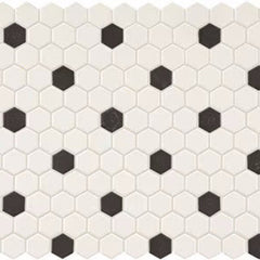 Daltile Keystones Mosaic Hexagon Arctic White Black