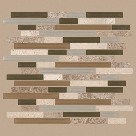 Shaw Tile Awesome Mix Bamboo Random Linear Mosaic Wall Swatch