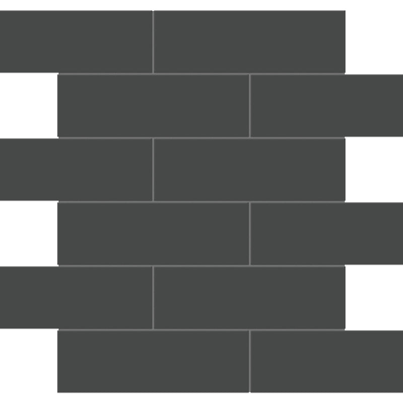Virginia Tile Soho 2x6 Brick Mosaic Tile Retro Black Glossy