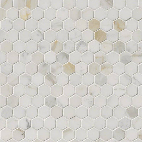 Marble Tile Collection Calacatta 1" Hexagon Swatch
