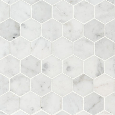 Marble Tile Collection Carrara White 2" Hexagon - Honed Swatch