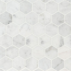 Marble Tile Collection Carrara White 2" Hexagon - Honed Swatch