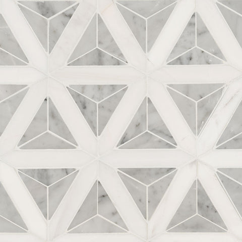 Marble Tile Collection Carrara White Geometric Swatch
