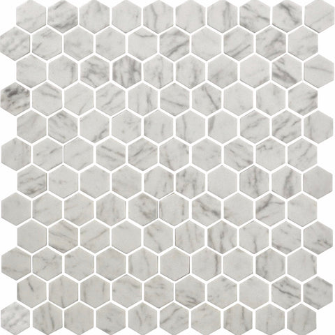 Daltile Uptown Glass Mosaic Hexagon Matte Carrara