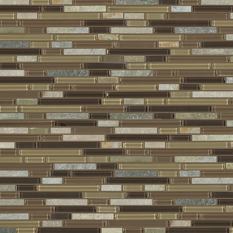 Shaw Tile Awesome Mix Cottonwood Random Linear Mosaic Wall Swatch