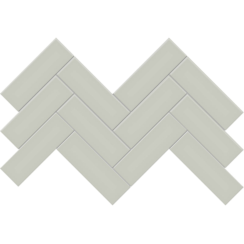 Tile Collection Soho 8x16 Herringbone Mosaic Tile Soft Sage Glossy