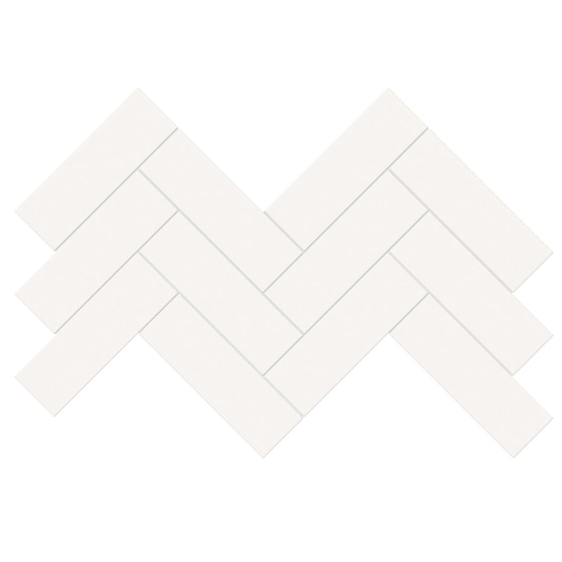 Tile Collection Soho 8x16 Herringbone Mosaic Tile Canvas White Glossy