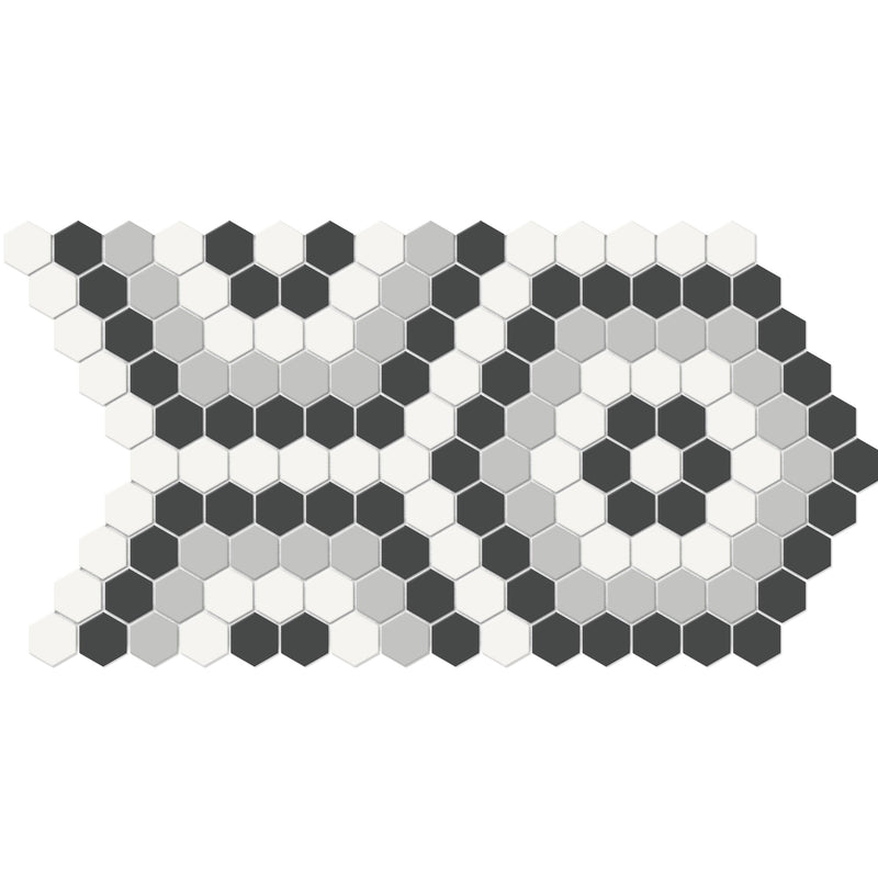 Tile Collection Soho 8x14 Hexagon Pattern Mosaic Tile Midnight Blend