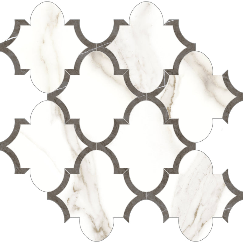 Tile Collection Mayfair Mosaic Arabesque Tile Calacatta Oro