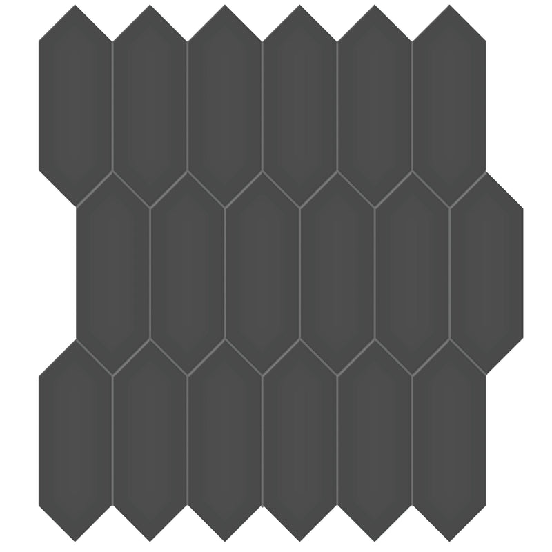 Tile Collection Soho 2x5 Picket Mosaic Tile Retro Black