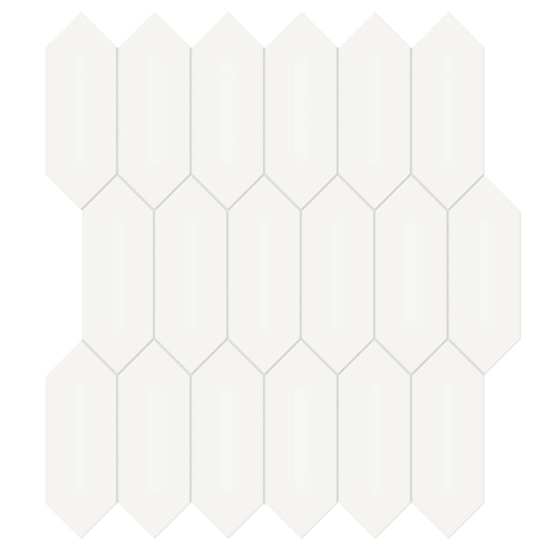 Tile Collection Soho 2x5 Picket Mosaic Tile Canvas White Glossy