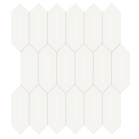Tile Collection Soho 2x5 Picket Mosaic Tile Canvas White Glossy