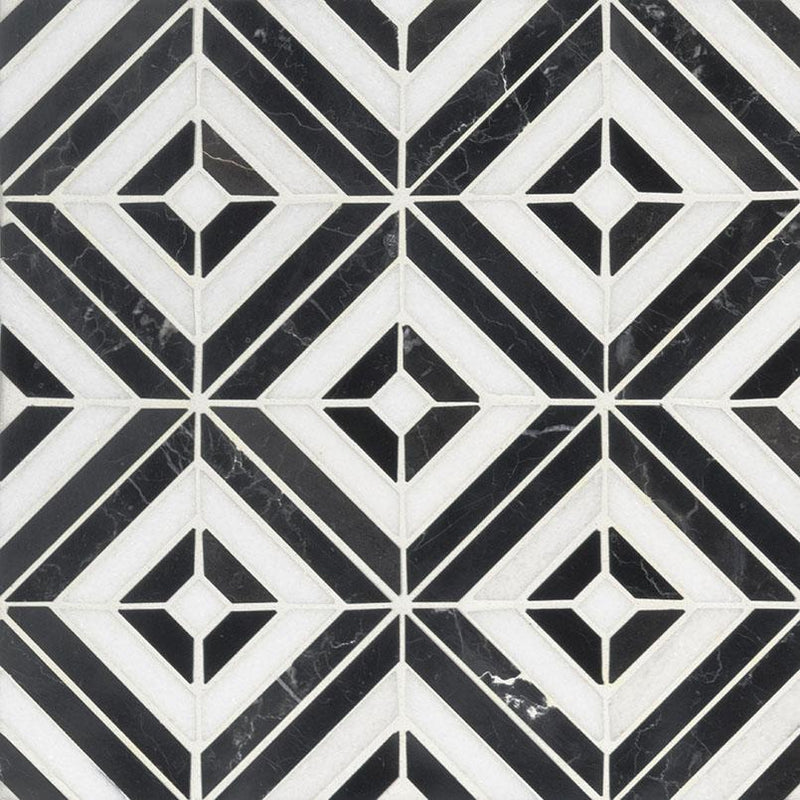 Marble Tile Collection Rhombix Nero Polished - 12