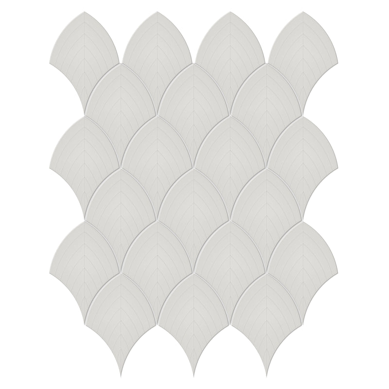 Tile Collection Soho 11x13 Scallop Mosaic Tile Halo Grey Glossy