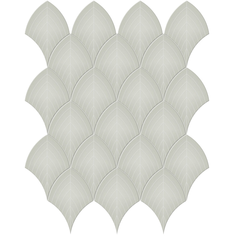 Tile Collection Soho 11x13 Scallop Mosaic Tile Soft Sage Glossy
