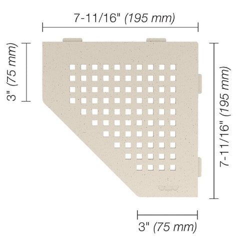 SHELF PENTAGONAL CORNER SQUARE IVORY Measurement Photo