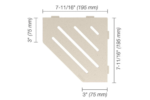 SHELF PENTAGONAL CORNER WAVE IVORY Measurements Photo