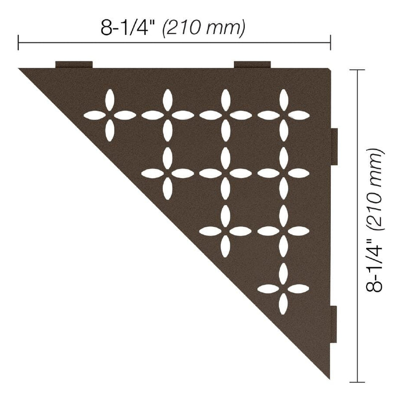 SHELF TRIANGULAR CORNER FLORAL BRONZE