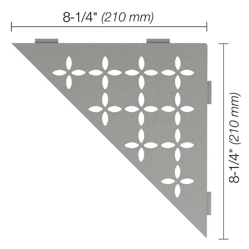 SHELF TRIANGULAR CORNER FLORAL STONE GREY