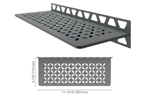 SHELF RECTANGULAR WALL FLORAL PEWTER