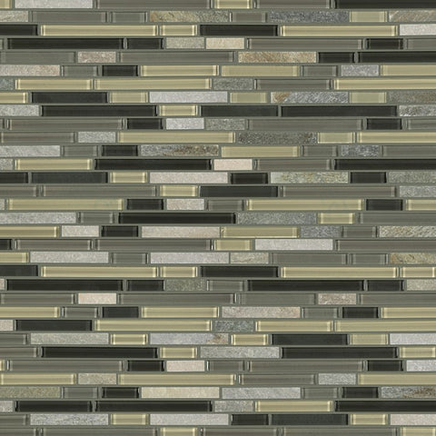 Shaw Tile Awesome Mix Silver Aspen Random Linear Mosaic Wall Swatch