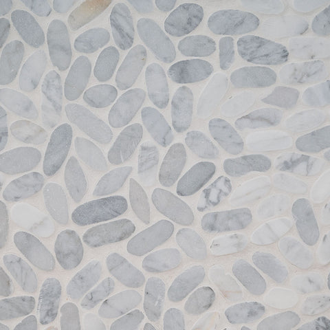 Marble Tile Collection Carrara White Pebbles - Tumbled Swatch