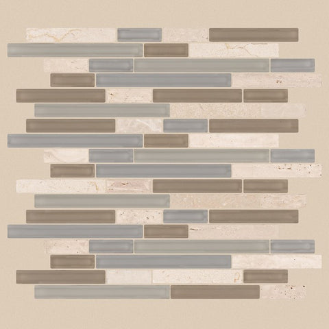 Shaw Tile Awesome Mix Spa Random Linear Mosaic Wall Swatch