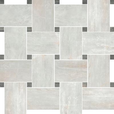 Paramount Tile Fossil Perla 12" x 12" Semi-Polished Basket Weave Mosaic Swatch