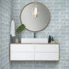 Shaw Tile Cardinal Cloud 3x12 Artisan Glass Wall Room Scene