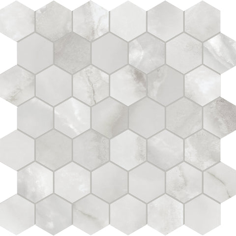 Tile Collection La Marca 2" Hexagon Mosaic Onyx Nuvolato Tile Polished