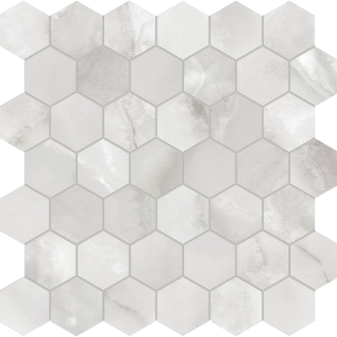 Tile Collection La Marca 2" Hexagon Mosaic Onyx Nuvolato Tile Polished