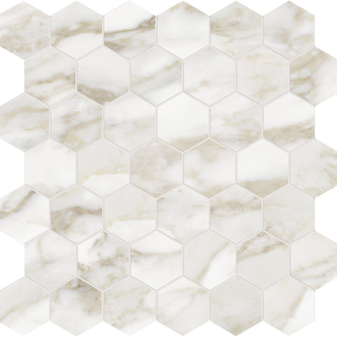 Tile Collection La Marca 2" Hexagon Mosaic Calacatta Paonazzo Tile Polished