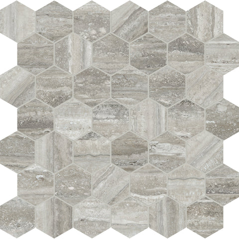 Tile Collection La Marca 2" Hexagon Mosaic Travertino Instrata Tile Polished