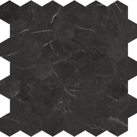 Tile Collection La Marca 2" Hexagon Mosaic Nero Venato Tile