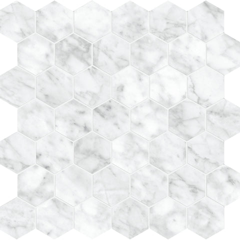 Tile Collection La Marca 2" Hexagon Mosaic Carrara Gioia Tile Polished