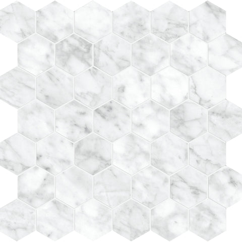 Tile Collection La Marca 2" Hexagon Mosaic Carrara Gioia Tile Polished