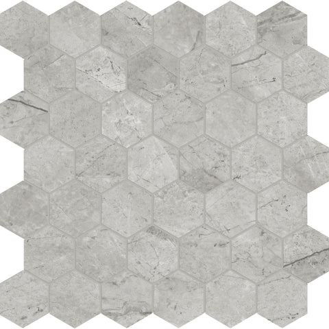 Tile Collection La Marca 2" Hexagon Mosaic Paradiso Argento Tile Polished