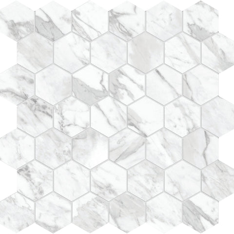 Tile Collection La Marca 2" Hexagon Mosaic Statuarietto Tile Polished