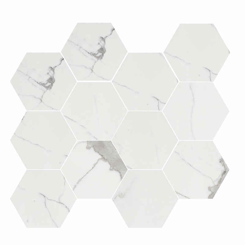 Tile Collection Luxury 3x3 Hexagon Mosaic Tile Calacatta Rectified