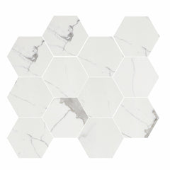 Tile Collection Luxury 3x3 Hexagon Mosaic Tile Calacatta Rectified Polished