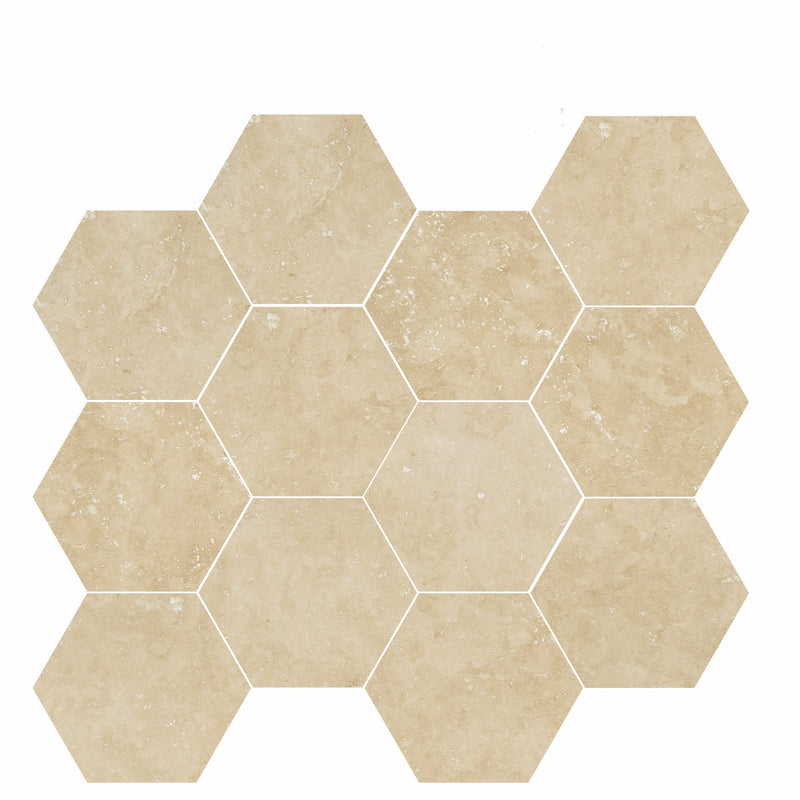 Tile Collection Luxury 3x3 Hexagon Mosaic Tile Marfil Rectified Polished